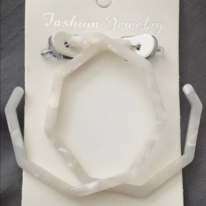 Never worn fashion earrings - NEW white hoops